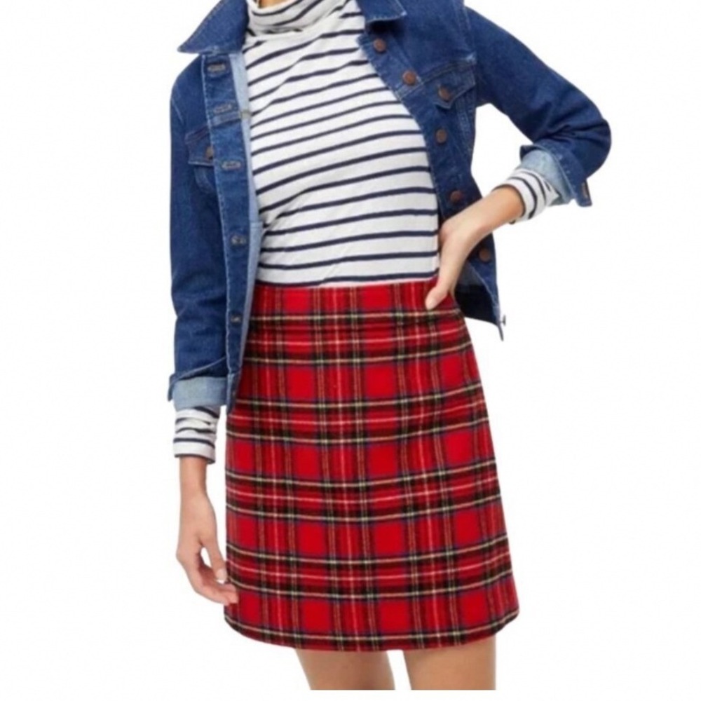 J. Crew Tartan Plaid Preppy Dark Academia Mini Skirt Size 0 NWT Wool Layering